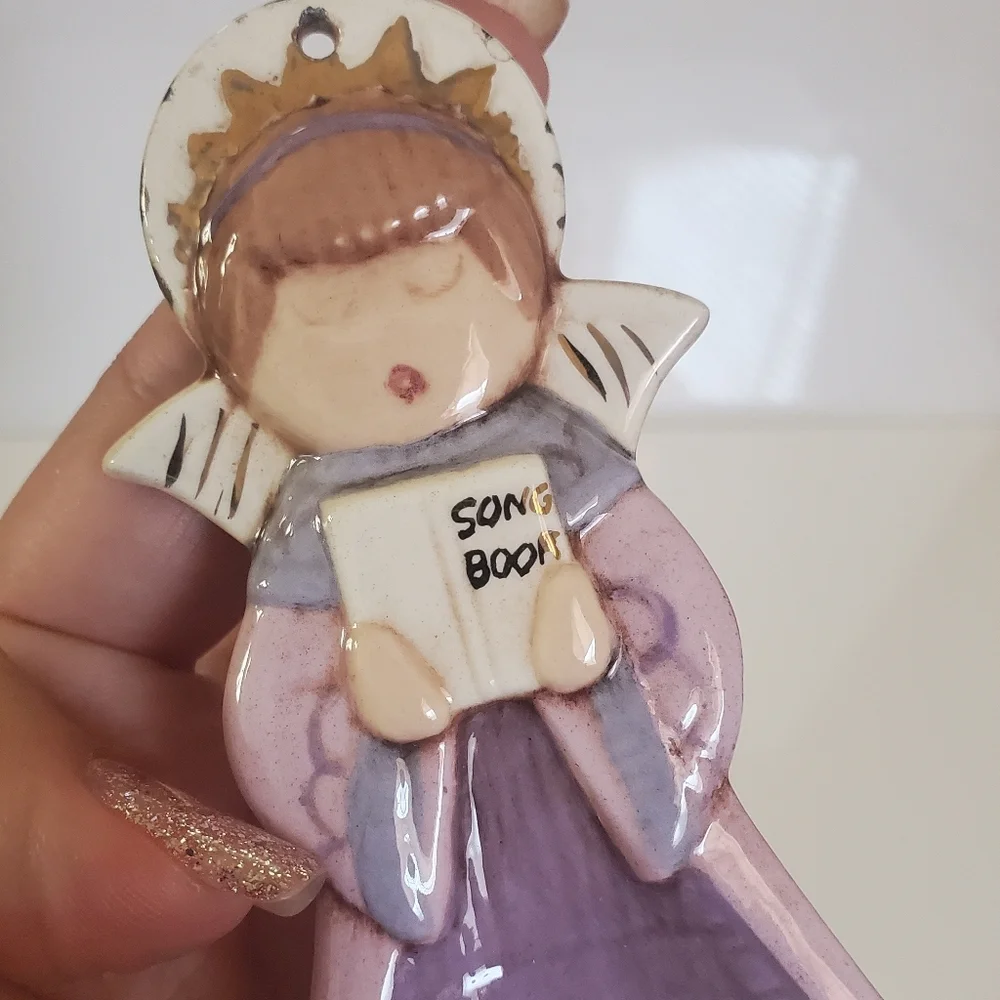 Vintage 1983 Ceramic Hand Painted Angel Ornament *Signed*